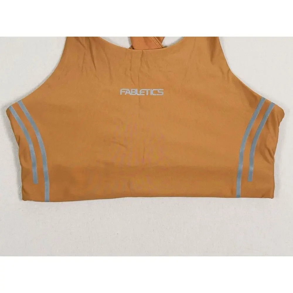 Fabletics No-Bounce Reflective Sports Bra Size Small Tan High Impact Workout Run